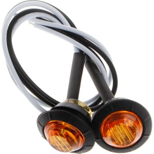 2X Mini Amber 3/4\" Round Side 3 LED Marker Trailer Car Bullet Light Waterproof Q9QD