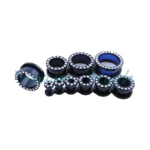 Fashion Ear Plugs Best Flesh Tunnel Ear Piercing Types Black Acrylic Ear Expander Body Jewelry Newest 10sizes 50pcs/lot