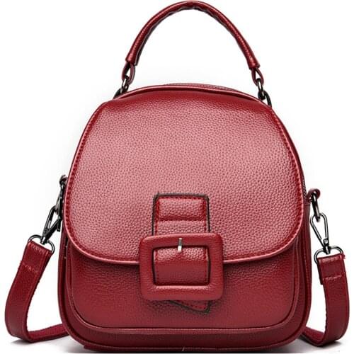 Fashion Belt Lady Small Backpack High Quality Leather Multifunction Backpacks for School Teenagers Girls Brand Designer Bagpack