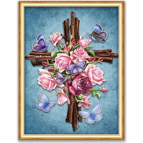 Flower DIY Cross Stitch 11CT Embroidery Kits Craft Needlework Set Printed Canvas Cotton Thread Home Decoration Hot Sell On Sale
