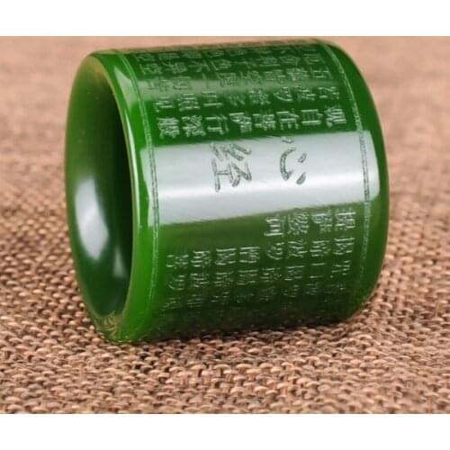 Natural Green Jade Ring Heart Meridian Jadeite Buddhism Amulet Fashion Charm Jewelry Hand Carved Crafts Gifts for Women Men