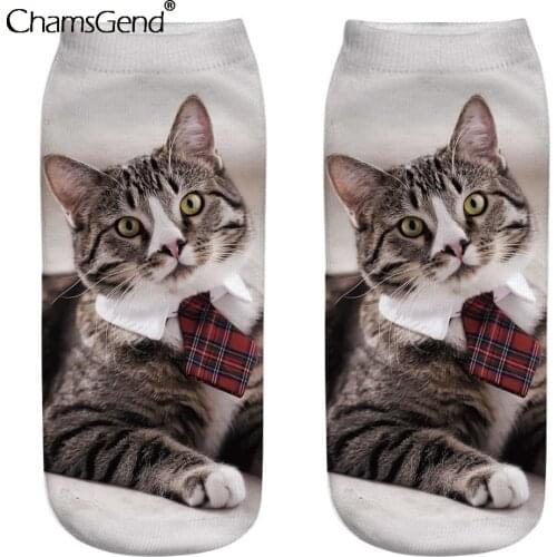 2021 New Fashion 3d Print Funny Cute Cartoon Kitten Unisex Short Socks Creative Cat Face Happy Low Cut Ankle Socks Dropshipping