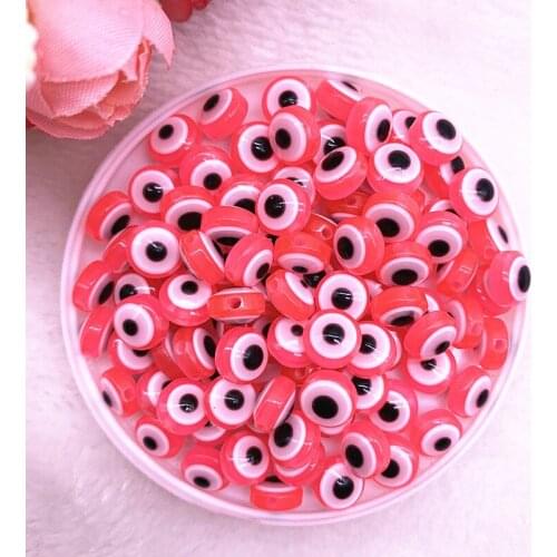 NEW 50PCS 8/10mm Oval Beads Evil Eye Resin Spacer Beads for Jewelry Making DIY Bracelet Beads #05