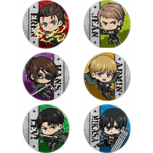 Attack On Titan Anime Badge Eren Levi Armin Arlelt Erwin Smith Zoe Hange Hans Jean Kirstein Metal Badge Brooch Pins