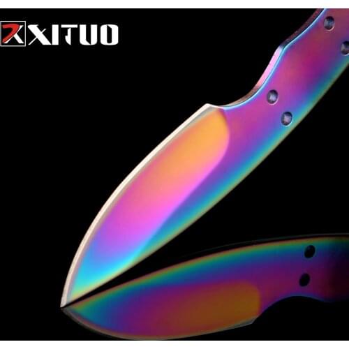 XITUO diy Sharp Fixed blade Knife Blank 440c EDC Hunting Knife camping knifeblade billet pocket White stainless steel Self-defen
