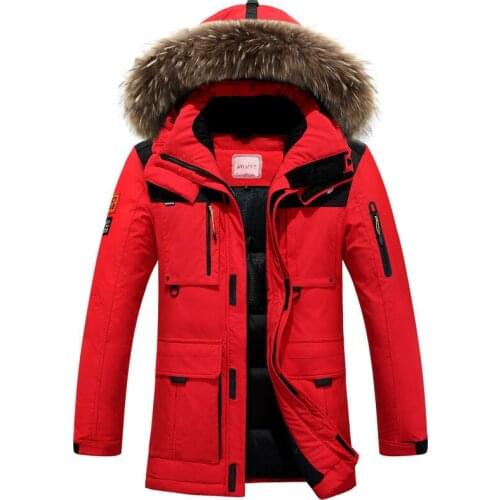 European Size Plus Style Fashion Parka Men 100% Natural Raccoon Fur Collar Hooded Down Coat 2020 Winter Jacket Men Coat WUJ0900