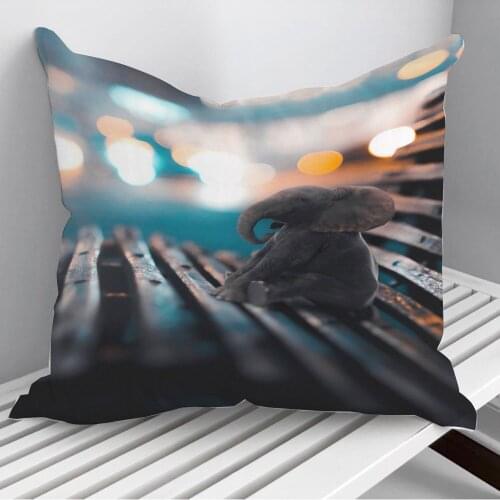 Baby Elephant on Bench Throw Pillows Cushion Cover On Sofa Home Decor 45*45cm 40*40cm Gift Pillowcase Cojines Dropshipping