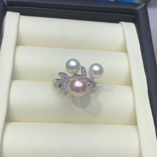 THREE PEARL 925 Sterling Silver Adjustable Ring Settings Findings Mountings Parts for Pearl Corals Jade Beads Stones Crystal