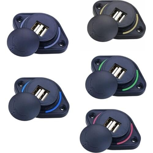 12/24V Vehicle Bus Car Boats LED Dual Indicator 2Ports USB Charger DC Socket 5V 3.1 A Universal Waterproof Power Adapter