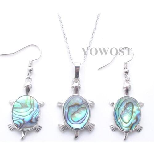Abalone Mother shell materials Earrings Pendant Beads Tortoise Shaped Lucky Jewelry Set for women Easter Day gift QQ3095