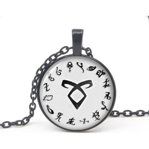 Vintage Mortal Musical Instrument City Bone Pattern Necklace Angel Power Rune Glass Shadow Hunter Pendant Chocker Man Women Gift