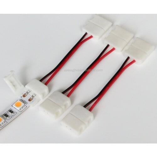 High quality! 50pcs a lot, led strips connector for 8mm or 10mm FPC single color led strip light with 5cm wire