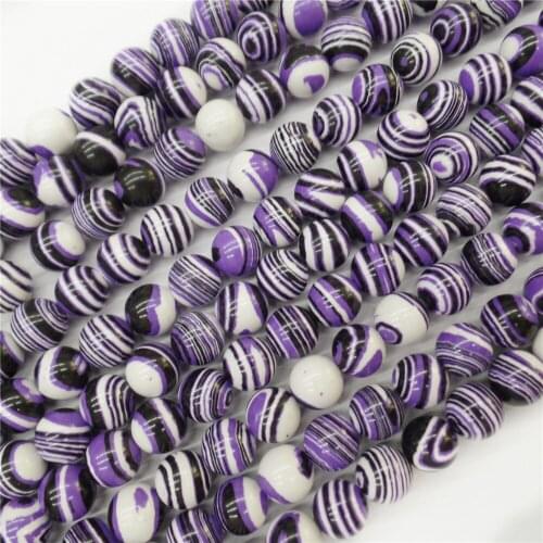 2 Strands 10mm Purple And White Turquoise Ball Loose Beads DIY Jeawelry Making 15.5Inch M534
