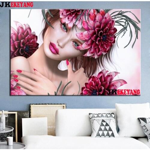 5D DIY square/round Diamond painting Beautiful woman with flowers Cross Stitch Diamond Embroidery Pattern Rhinestone J3105