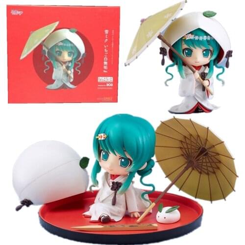 Anime Q Version Hatsune Miku Halloween 303# White Wugou Ver Figures Toys PVC Figure Model Toys Girl Birthday