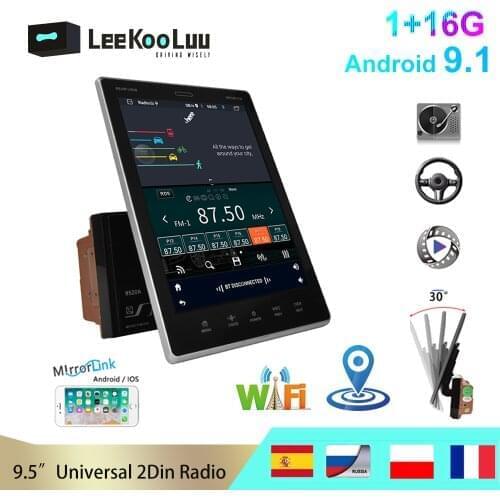LeeKooLuu Android 9.1 2Din Car radio GPS Multimedia Player 2 Din Autoradio 9.5" Vertical Screen Stereo For VW Ford Nissan Toyota