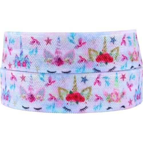 Free shipping unicorn and star printed Easter foe ribbon for baby headbands