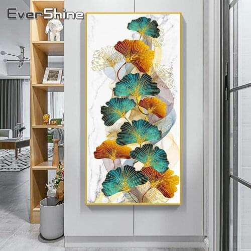 EverShine Diamond Painting Landscape Abstract Full Drill Square Diamond Embroidery Ginkgo Leaves Rhinestone Mosaic Home Decor