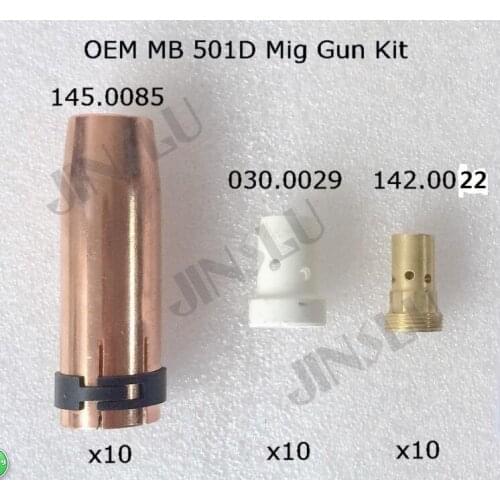 Binzel MB 401D 501D Mig Torch Gun Kit Nozzle Tip Holder Gas Diffuser Water Cooled 500A CO2 145.0085 030.0029 142.0022 JINSLU