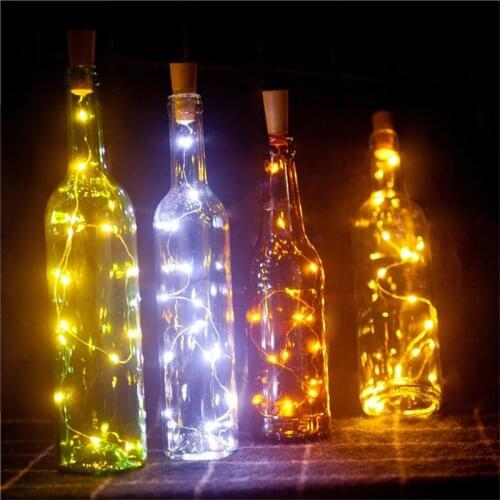 6pcs 2M 20 Led String Lights Copper Silver Wire Bottle Lights Fairy Garland Stopper for Glass Craft Wedding Christmas Decoration
