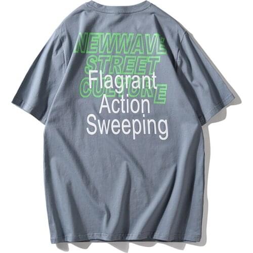 Cotton Letter Printed Loose Brief Casual Tshirt O-Neck Short Slevees Japan Style Hip Hop Streetwear Couples Oversized Retro Top