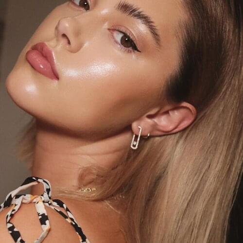 INS Fashion Pin Personality Small, Simple and Exquisite European and American Earrings Female Temperament Super Flash Earrings