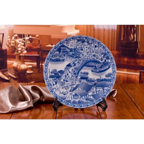 Chinese Antique Blue White Porcelain Wall Decorative Ceramic Plates For Wall Hanging