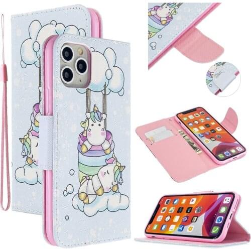 Unicorn Painted Leather Phone Case For IPhone 12 Mini 12 11 Pro Max X XS XR 6S 7 8 Plus SE 2020 Magnetic Flip Wallet Cover Shell