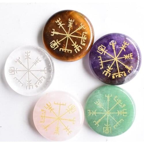 No hole Fashion natural amethysts tiger eye stone carved round pendants for jewelry accessories making 5pcs/lot wholesale