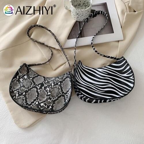 Fashion Women Animal Pattern Printing PU Leather Shoulder Underarm Bag Casual Ladies Hobos Small Purse Handbags