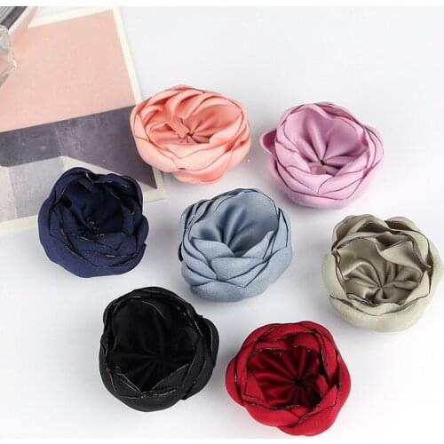 Fashion Lovely Fluffy Satin Burned edge Artificial Fabric Hair Flowers For Wedding Decoration