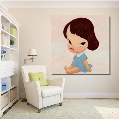 Nara Yoshitomo Alec Monopoly Cartoon Oil Painting Hand Made On Canvas Graffiti Art Oil Painting For Kids Wall Decoration