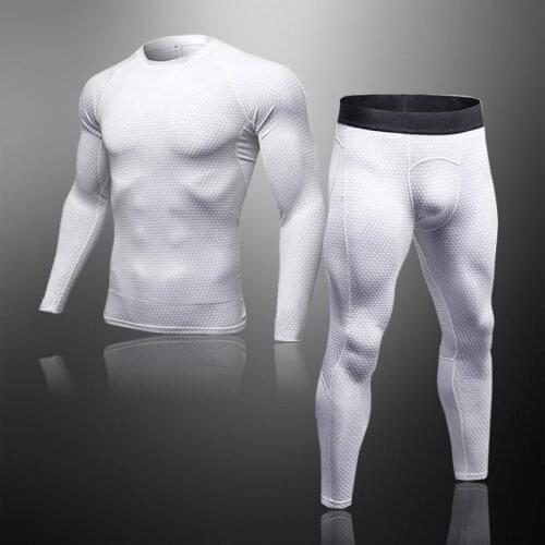 Mens 2-Piece Gym MMA Fitness Jogging Quick-Drying Running T-Shirt Tights Outdoor Sports Cycling Running Basketball Sports Suit