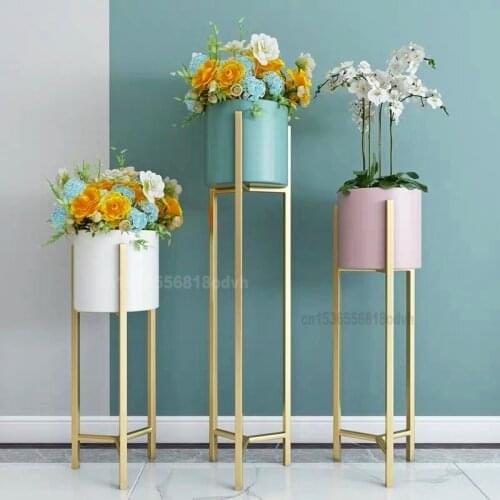 Customizable Nordic Golden Flower Shelf Indoor Iron Flower Pot Holder Gold Floor-standing Home Decorative Stand for Flowers 90cm