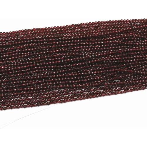 Natural Garnet Stone 2mm 3mm Round Beads Fashion Diy Jewelry Loose Beads 15" B438
