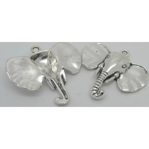 Nevstop 20Pcs/lot Antique Silver Elephant Head Charms 41x44mm Animal Pendant DIY Clothing & Accessories