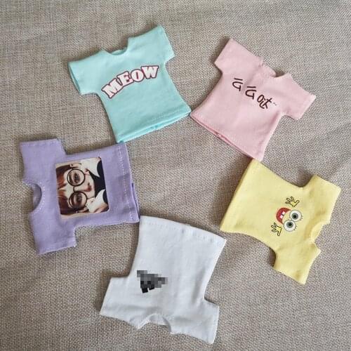 New 5 Style Cute Short Sleeve T-shirt Blyth Doll Shirt for blyth, ob24,barbies,pullip 1/6 doll Clothes Accessories