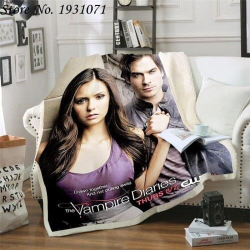 NEW Vampire Diaries Funny Character Blanket 3D Print Sherpa Blanket on Bed Home Textiles Dreamlike Style 03