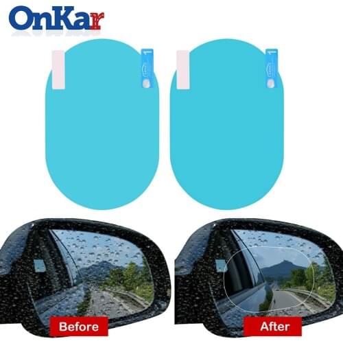 ONKAR 2PCS Car Rearview Mirror Protective Film Clear Car Sticker for Anti Fog Car Mirror Window Clear Anti-glare Car Sticker