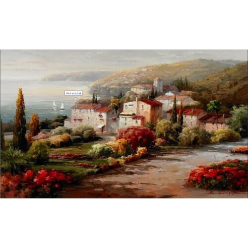 Poster and Prints Abstract Mediterranean Sea Garden Landscape Oil Painting on Canvas Modern Wall Picture for Living Room Decor