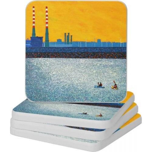 Poolbeg Kayakers Sunlight Dublin Ireland Diatomite Square Round Coaster MildewProof Cup Bonsai Mat Soap Pad Diameter 10cm