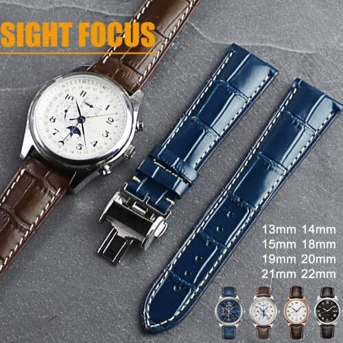 Replacement Watchbands for Longines L2 L4 Master Collection Flagship Leather Strap 18mm Watch Bands for Man Women Bracelet Clasp