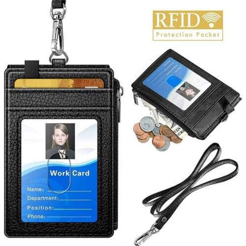 Neckband Lanyard Card Set For Business Card Holder Leather ID Card Holder Bank Card Holder Photocard Holder Bus Card Case Holder