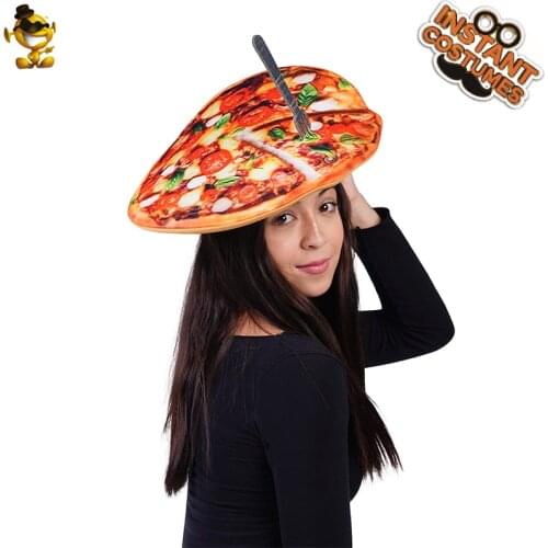 QLQ Pizza Hat Costume for Adult Role Play Party Cosplay Women Delicious Food Funny Hat Dress Up Men Clothes