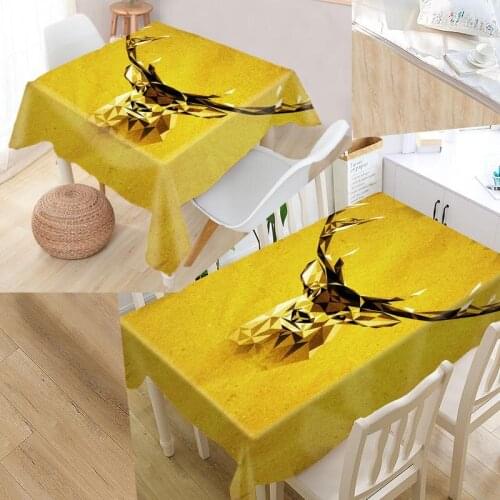 Deer Painting Art Custom Table Cloth Oxford Fabric Rectangular Waterproof Oilproof Table Cover Family Party Tablecloth