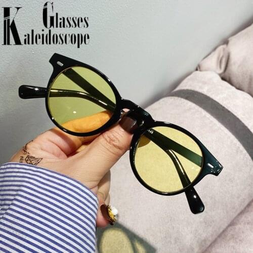 Retro Yellow Round Sunglasses Men Women Jelly Color Glasses Vintage Trendy Sunglasses Punk Style Outdoors Glasses UV400