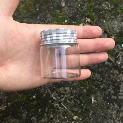 47*50*34mm 50ml Glass Bottles Screw Cap Silicone Stopper Sealing up Empty Jars Glass Sealed Bottles Capsule Liquid Bottles 12pcs