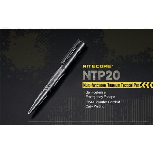 NITECORE NTP20 Titanium Tactical Pen CNC Machined with Germany Refill for Glass Breaker Self Defense and Daily Writing