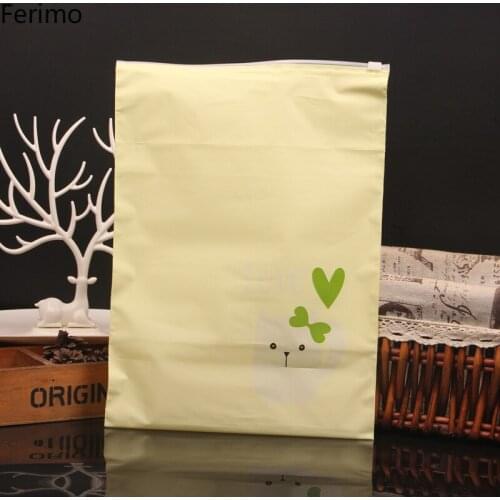 Ferimo 50pcs Yellow cute clothing packaging bags zip lock plastic bag socks underwear storage pocket closet clothes organizer