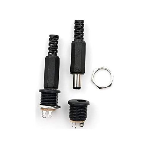 10PCS (5Pairs) 12V 3A 5.5 x 2.1mm Plastic Male Plugs DC022 DC Power Socket Female Jack Screw Nut Panel Mount Connector 5.5*2.1